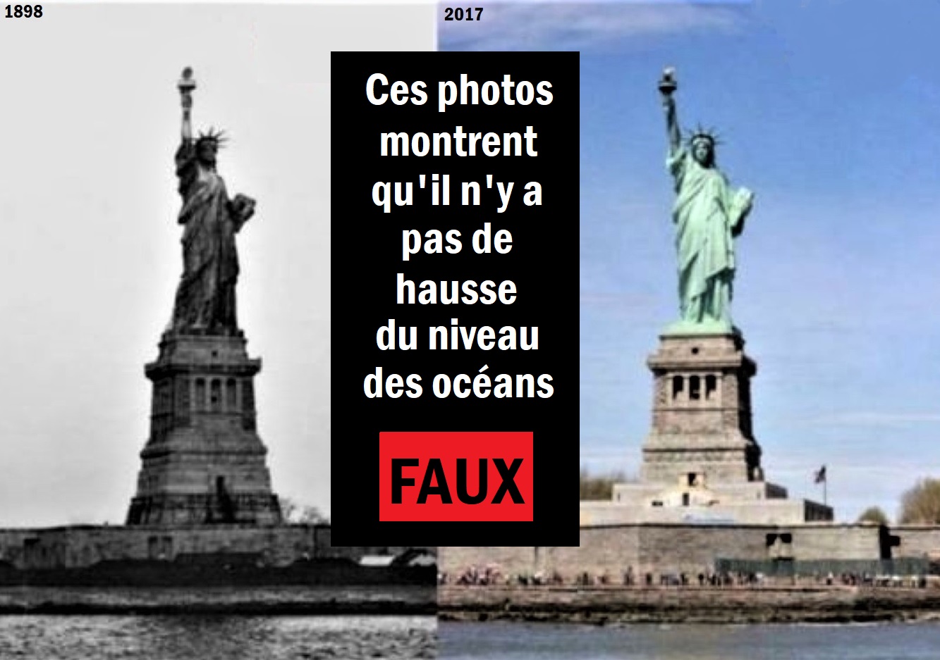 Ces photos de la statue de la liberté ne remettent pas en cause la hausse du niveau de la mer